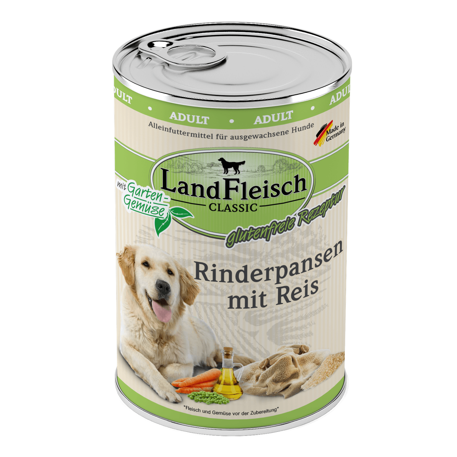 Landfleisch Dog Classic Rinderpansen mit Reis und Gartengemüse