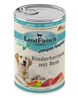 Landfleisch Dog Classic Rinderherzen mit Reis und Gartengemüse