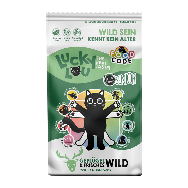 Artikel mit dem Namen Lucky Lou Senior Geflügel & Wild im Shop von zoo.de , dem Onlineshop für nachhaltiges Hundefutter und Katzenfutter.