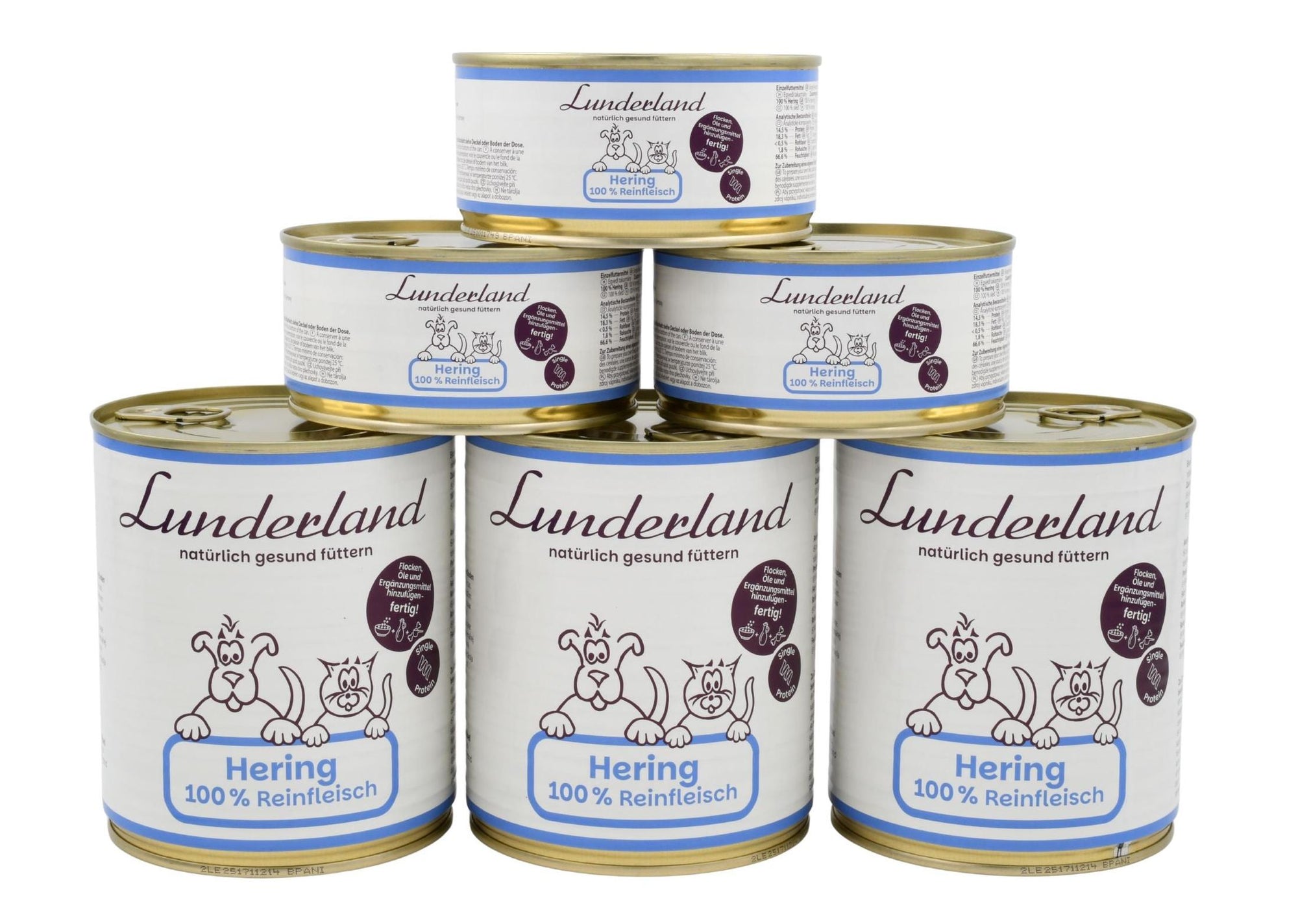 Lunderland Reinfleisch-Dose Hering für Hunde und Katzen