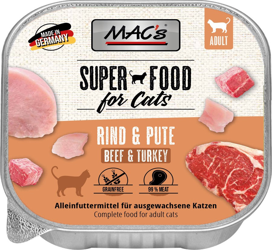 Artikel mit dem Namen MAC&#39;s CAT Rind &amp; Pute im Shop von zoo.de , dem Onlineshop für nachhaltiges Hundefutter und Katzenfutter.