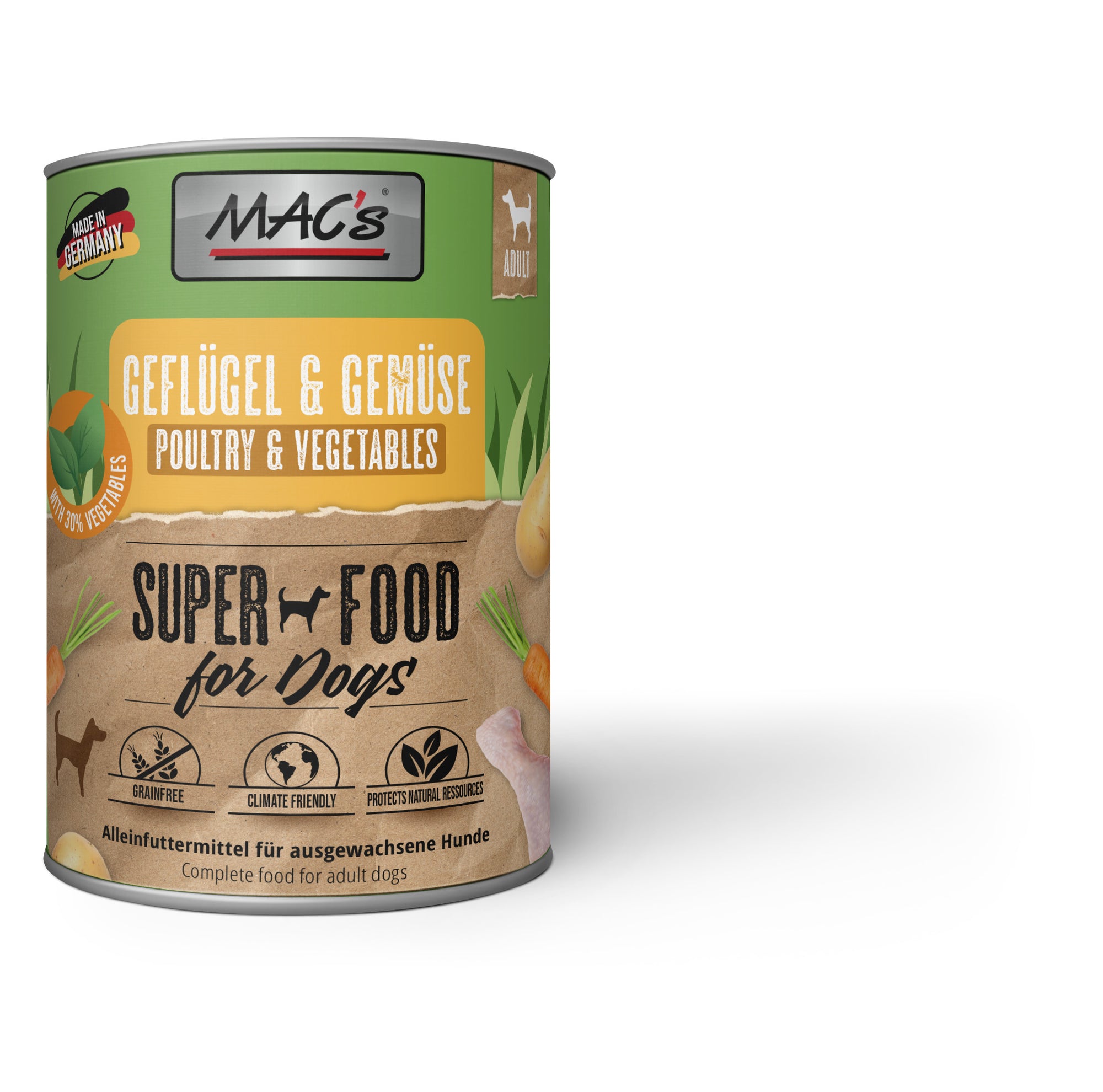 Artikel mit dem Namen MAC's DOG Geflügel & Gemüse im Shop von zoo.de , dem Onlineshop für nachhaltiges Hundefutter und Katzenfutter.