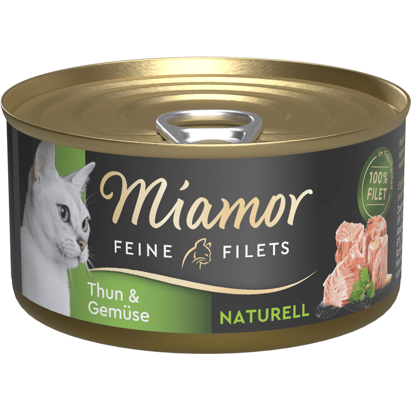 Miamor cat wet food can with tuna and vegetables in natural juice