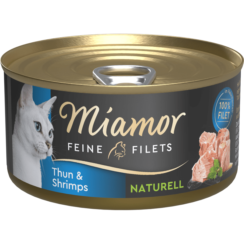 Miamor Thun & Shrimps cat wet food can with 100% fillets