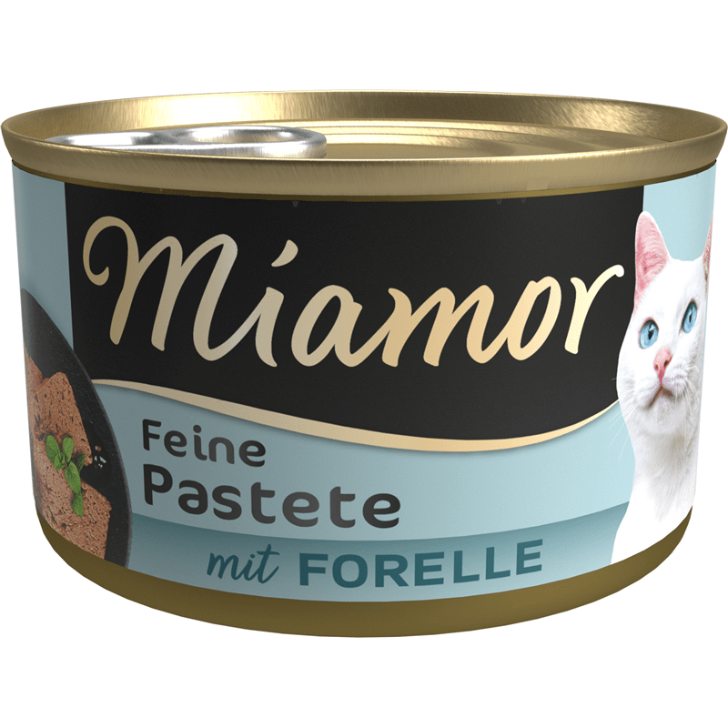 Miamor Forelle cat wet food can with salmon pate and vitamin minerals