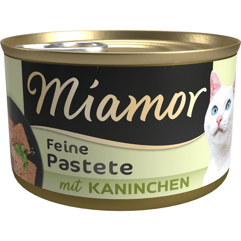 Miamor Kaninchen cat wet food ringpull can with rabbit pate and cat on label
