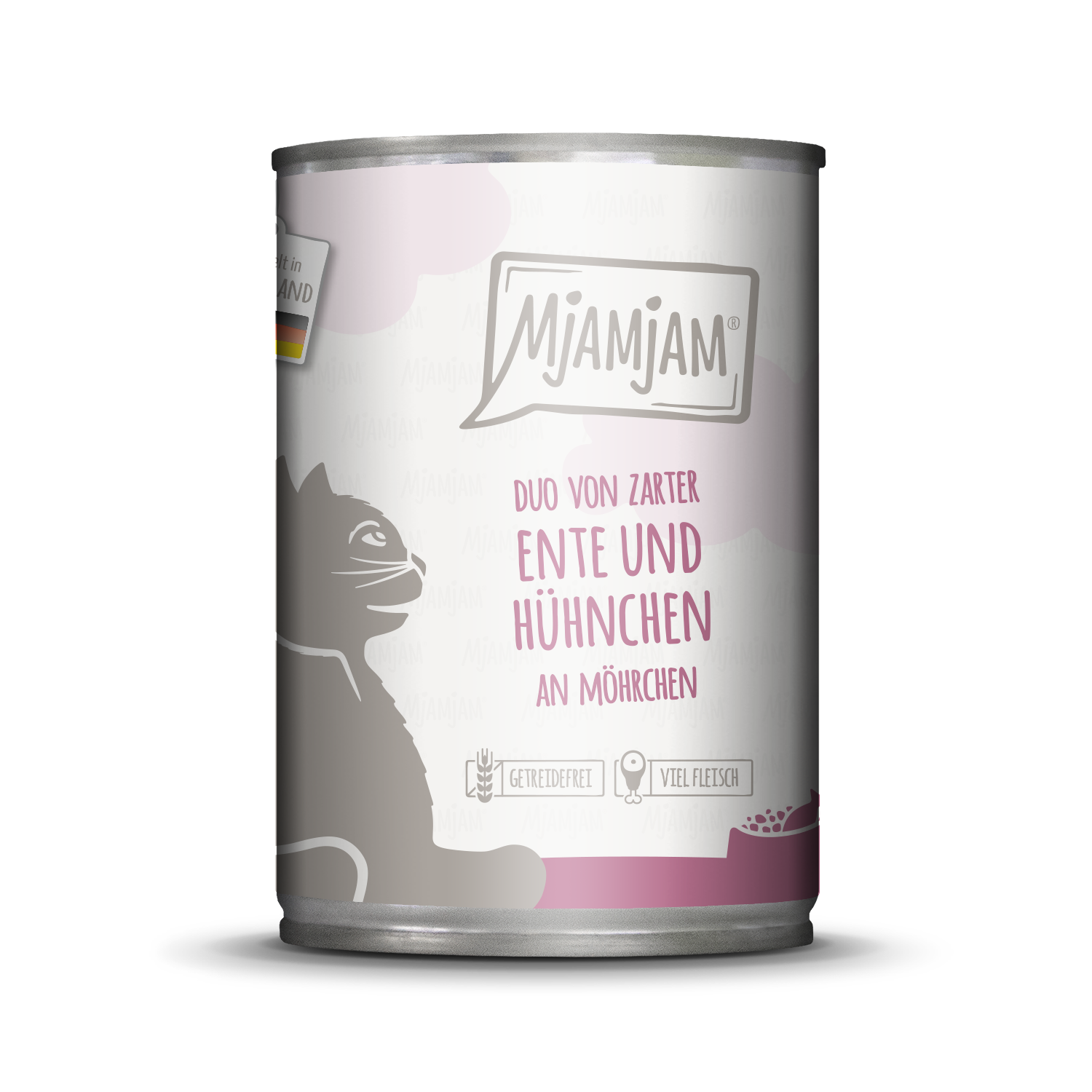 Artikel mit dem Namen MjAMjAM - Katze - DUO Ente, Hühnchen &amp; Möhrchen im Shop von zoo.de , dem Onlineshop für nachhaltiges Hundefutter und Katzenfutter.