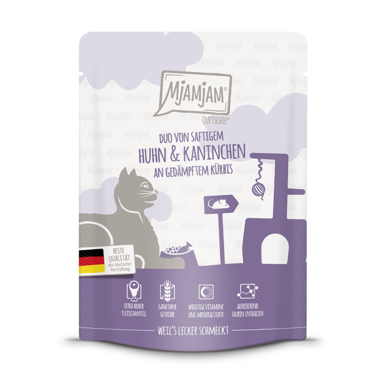 Artikel mit dem Namen MjAMjAM - Katze - DUO Hühnchen, Kaninchen &amp; Kürbis im Shop von zoo.de , dem Onlineshop für nachhaltiges Hundefutter und Katzenfutter.