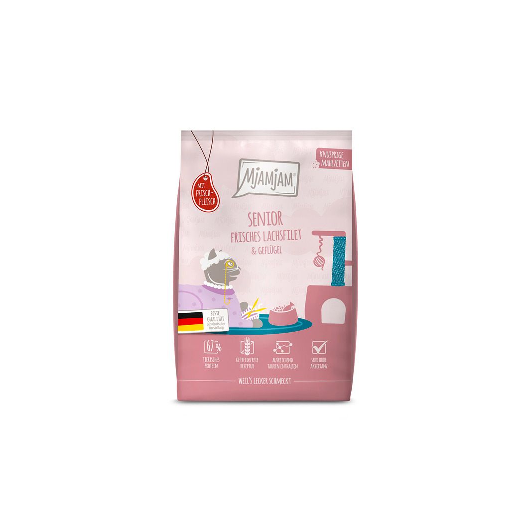 MjAMjAM Knusprige Mahlzeiten Senior Lachsfilet und Geflügel 1,5 kg
