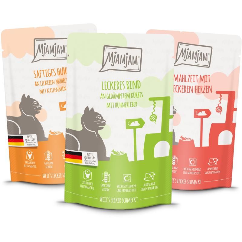 MjAMjAM - Katze - Mixpaket I Huhn, Rind, Herzen, Nassfutter