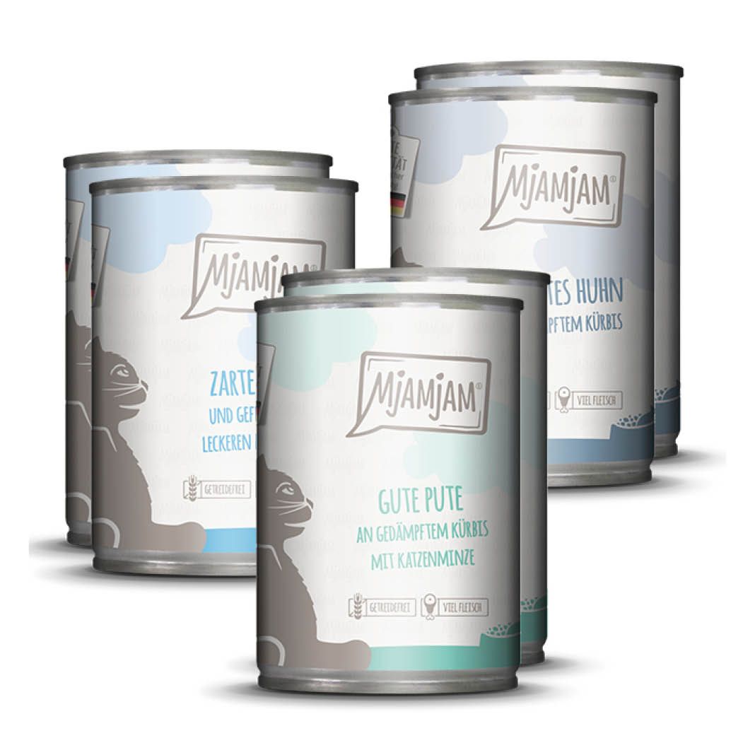 MjAMjAM - Katze - Mixpaket II Huhn & Kürbis, Pute, Ente & Geflügel, Nassfutter
