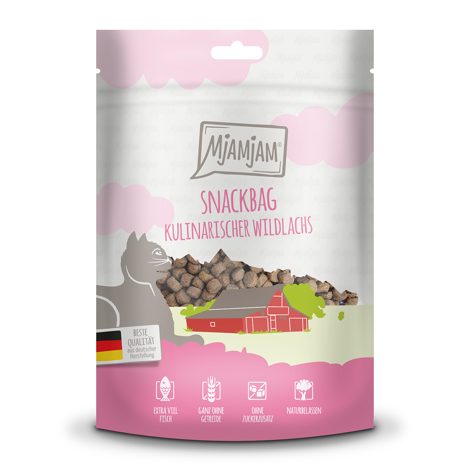 Artikel mit dem Namen MjAMjAM - Katze - Snackbag Wildlachs im Shop von zoo.de , dem Onlineshop für nachhaltiges Hundefutter und Katzenfutter.