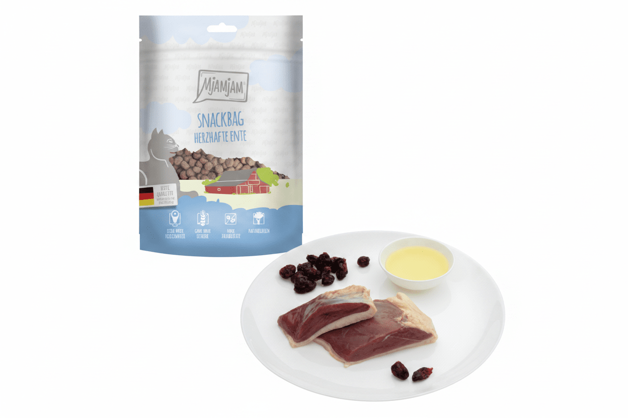 MjAMjAM Snackbag herzhafte Ente, Katzensnack 125 g