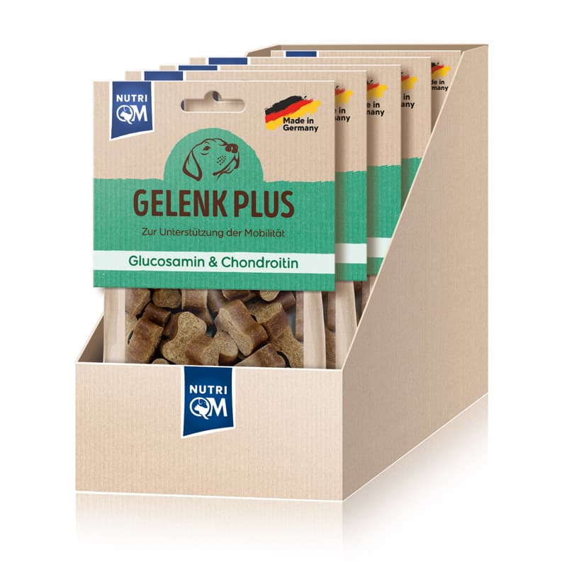 Artikel mit dem Namen NutriQM Hund Snack Gelenk Plus Chondroitin Glucosamin im Shop von zoo.de , dem Onlineshop für nachhaltiges Hundefutter und Katzenfutter.