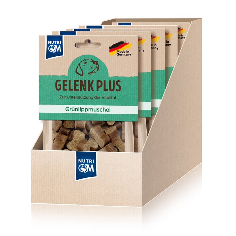 Artikel mit dem Namen NutriQM Hund Snack Gelenk Plus Grünlippmuschel im Shop von zoo.de , dem Onlineshop für nachhaltiges Hundefutter und Katzenfutter.