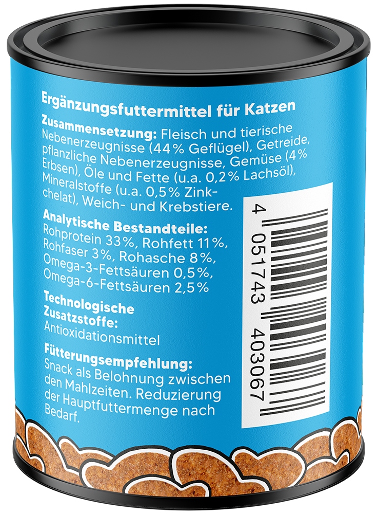 Artikel mit dem Namen NutriQM Katze Knabberspaß Haut & Fell im Shop von zoo.de , dem Onlineshop für nachhaltiges Hundefutter und Katzenfutter.