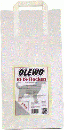 Olewo Reis-Flocken dog supplement 3kg paper bag packaging