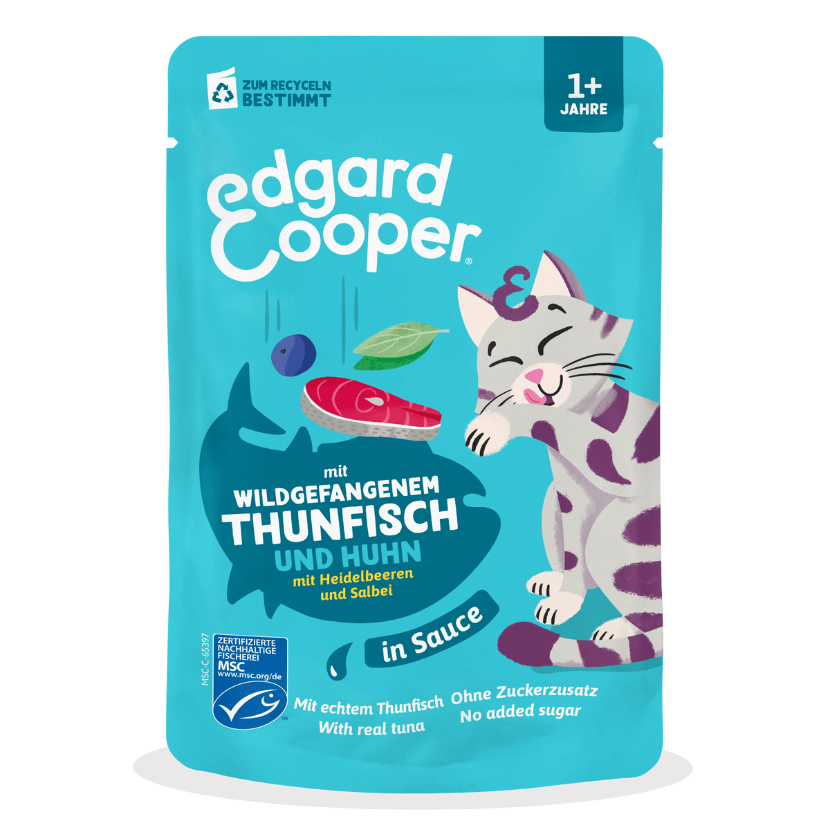 Edgard &amp; Cooper Nassfutter Pute Thunfisch Katze 1+ Jahre mit Wildfang Thunfisch und Huhn in Sauce