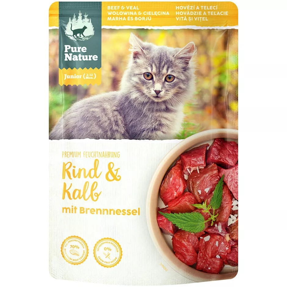 Pure Nature Junior/Kitten Rind & Kalb mit Brennnessel, Nassfutter