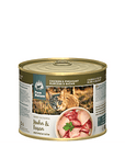 Pure Nature wet cat food can chicken pheasant parsley tabby cat label