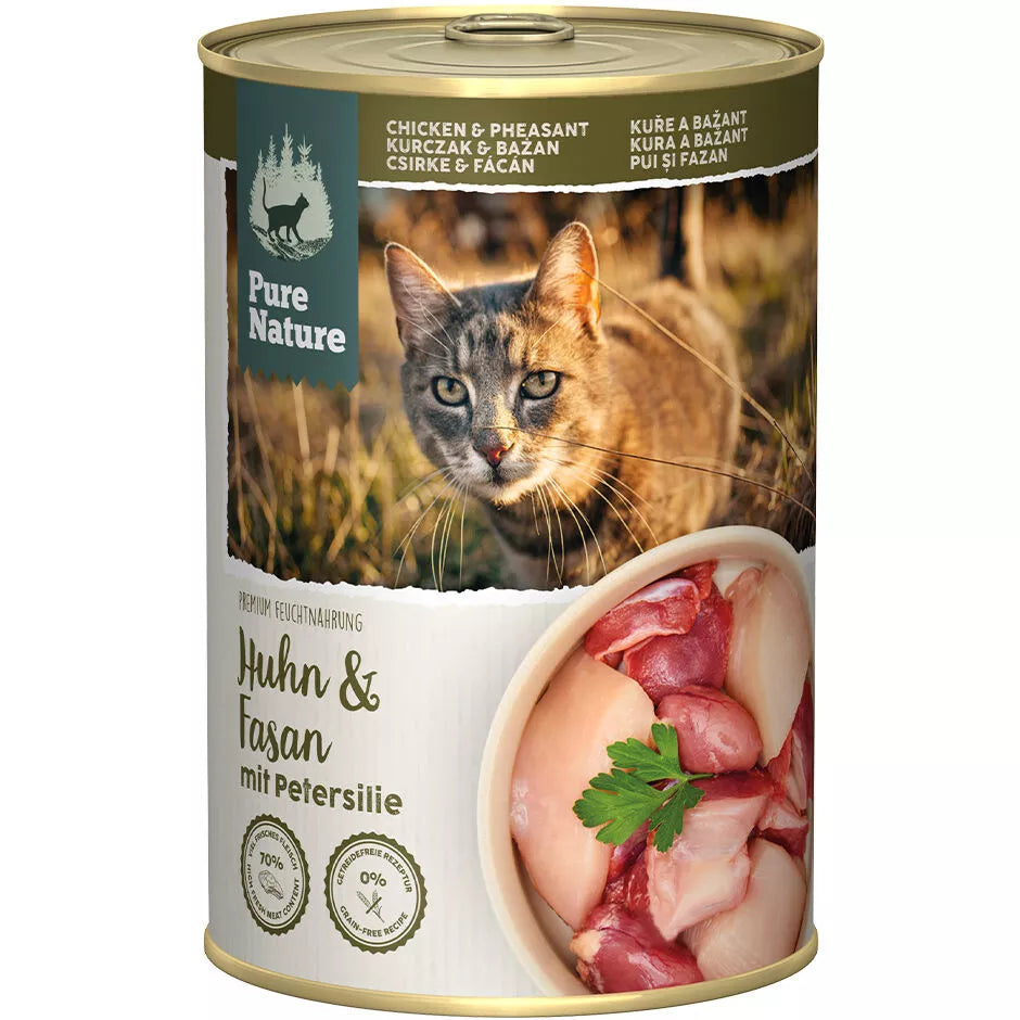 Pure Nature premium wet cat food can chicken pheasant parsley seal