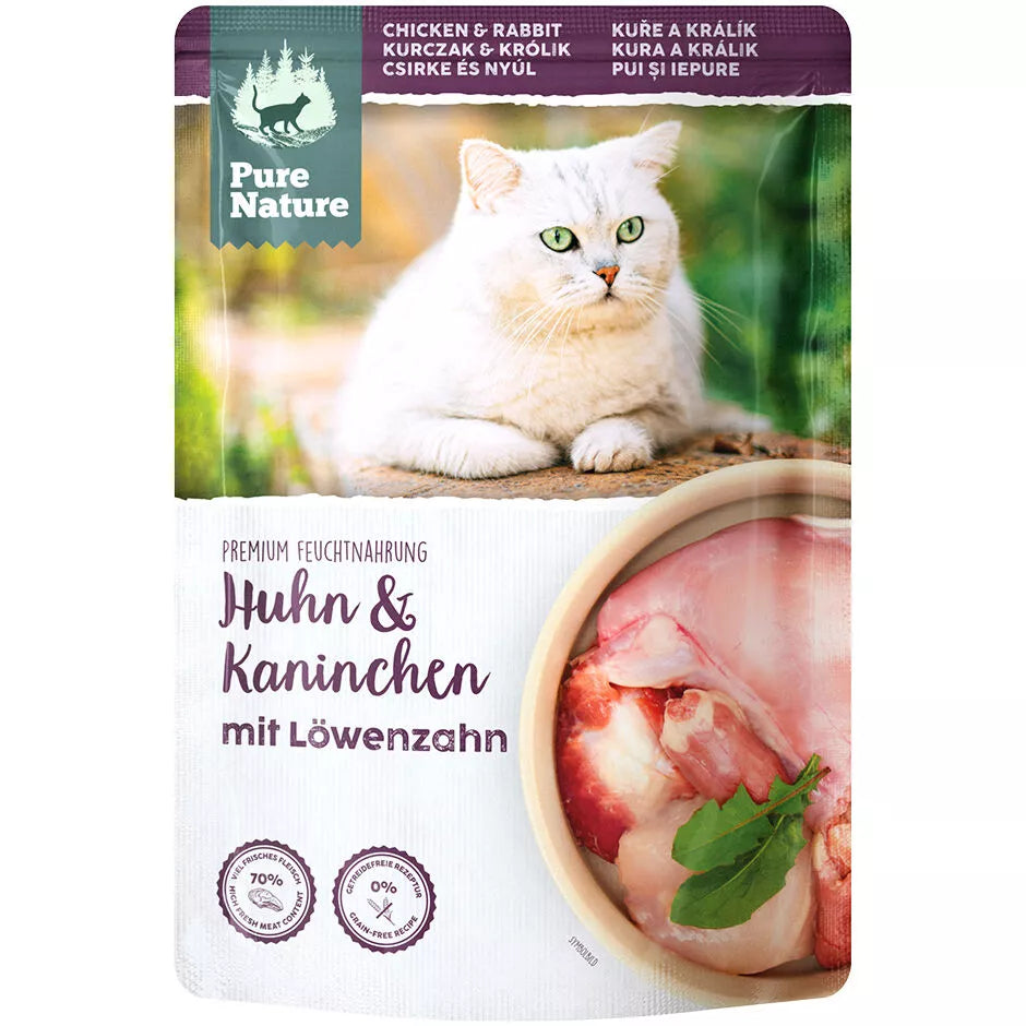 Pure Nature resealable pouch wet cat food chicken rabbit