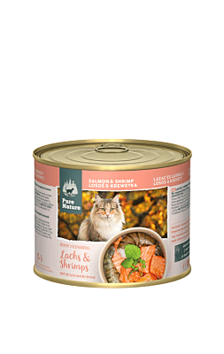 Pure Nature salmon and shrimp grain-free cat food can front view