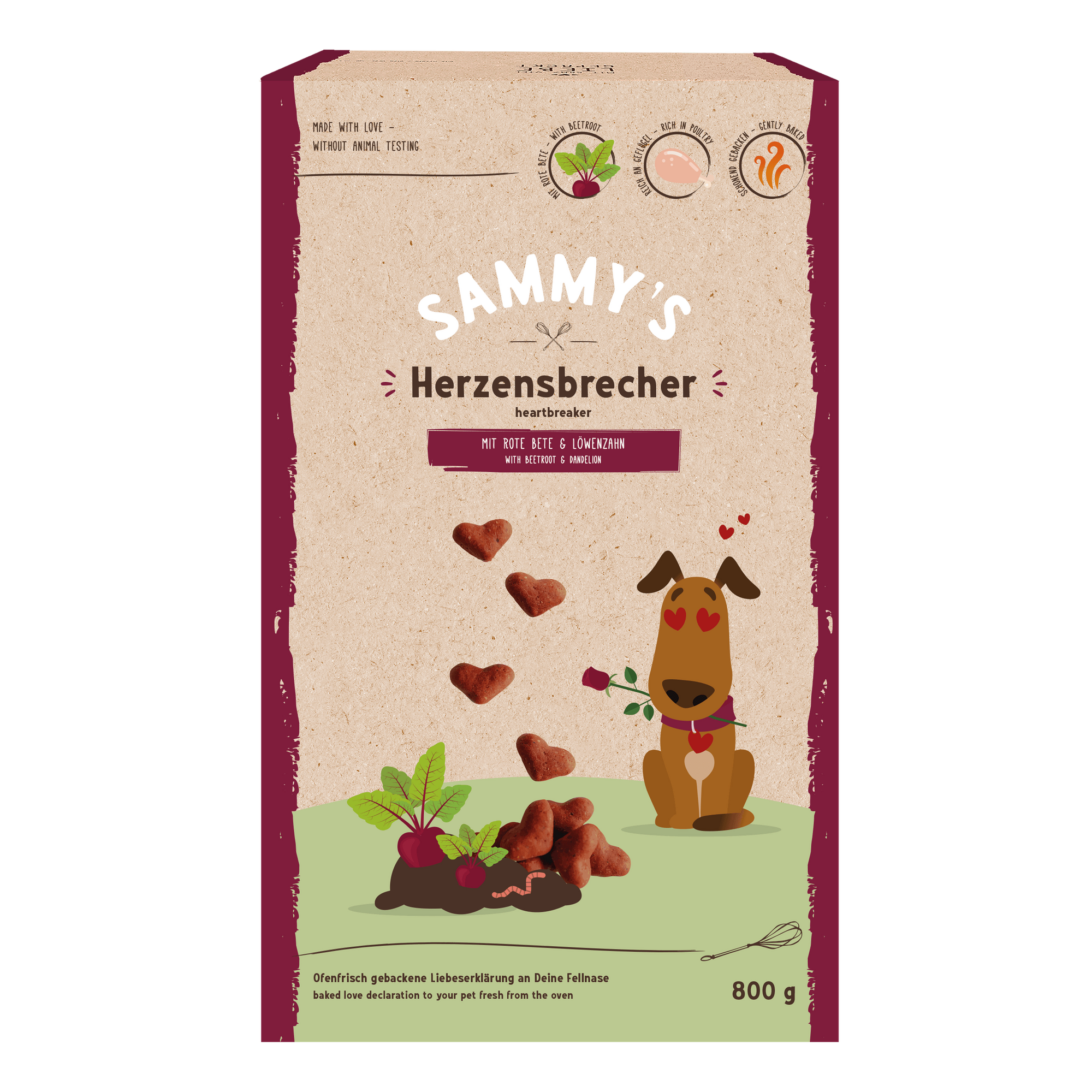 Artikel mit dem Namen Sammy's Herzensbrecher im Shop von zoo.de , dem Onlineshop für nachhaltiges Hundefutter und Katzenfutter.