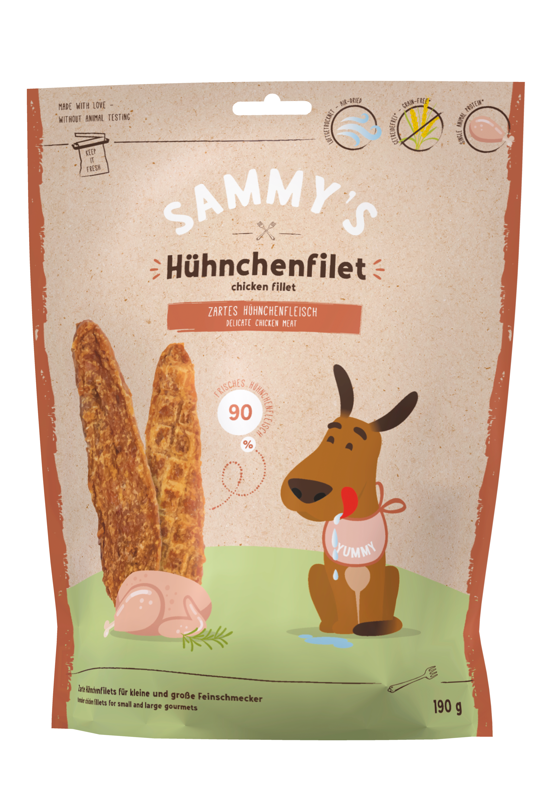 Artikel mit dem Namen Sammy's Hühnchenfilet im Shop von zoo.de , dem Onlineshop für nachhaltiges Hundefutter und Katzenfutter.