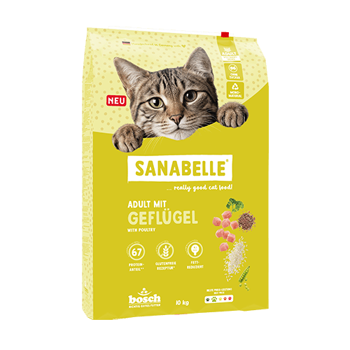 Sanabelle Classic Geflügel cat food 10 kg bag with poultry, gluten-free recipe for adult cats