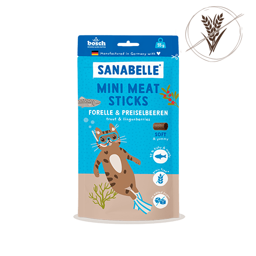 Sanabelle Mini Meat Sticks Forelle & Preiselbeeren, Snacks