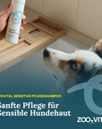 Hund bei der Fellwäsche mit zooVital Sensitive Pflegeshampoo
