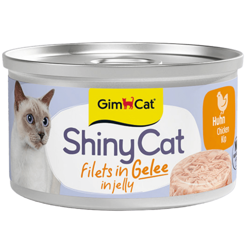 GimCat ShinyCat Filets in Gelee Hühnchen Katzenfutter, 70-g-Dose