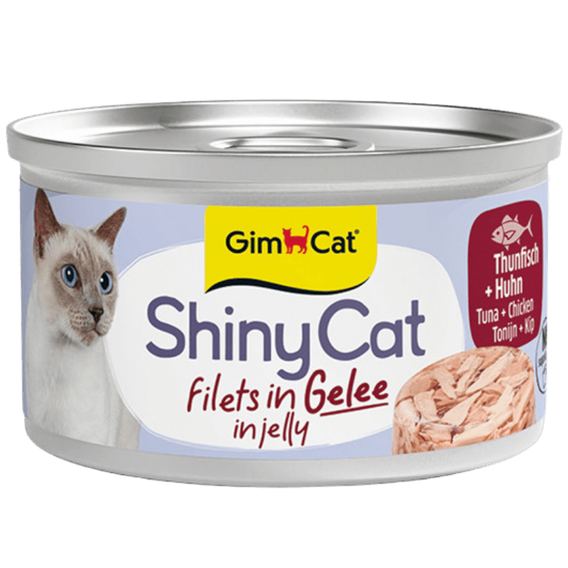 GimCat ShinyCat Filets in Gelee Thunfisch und Hühnchen Katzenfutter, 70-g-Dose