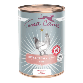 Terra Canis Intestinal Diät Huhn Nassfutter Dose mit Hühnerillustration und 100% Natur Siegel