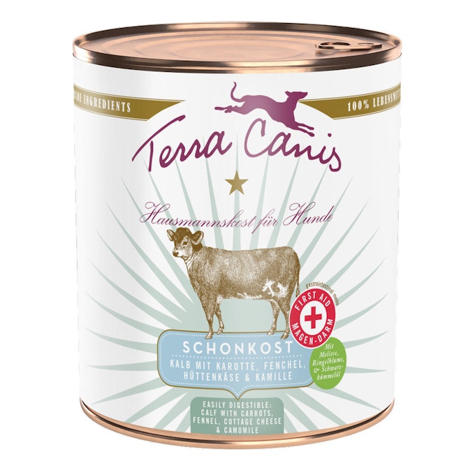 Terra Canis Schonkost Magen-Darm-Menü Kalb mit Karotte, Fenchel, Hüttenkäse und Kamille