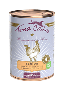 Terra Canis Seniormenü Huhn mit Gurke, Kürbis und Gesundheitskräuter