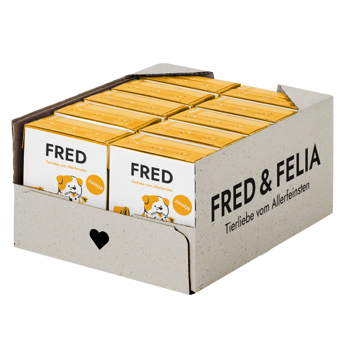 FRED JUNIOR Huhn mit Reis Nassfutter für Hunde, Karton mit 10 x 390 g Tetra Pak