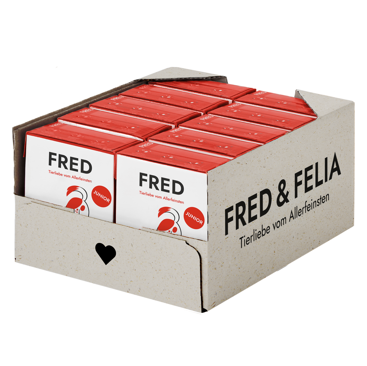 FRED JUNIOR Rind mit Nudeln Nassfutter für Hunde, Karton mit 10 x 390 g Tetra Pak