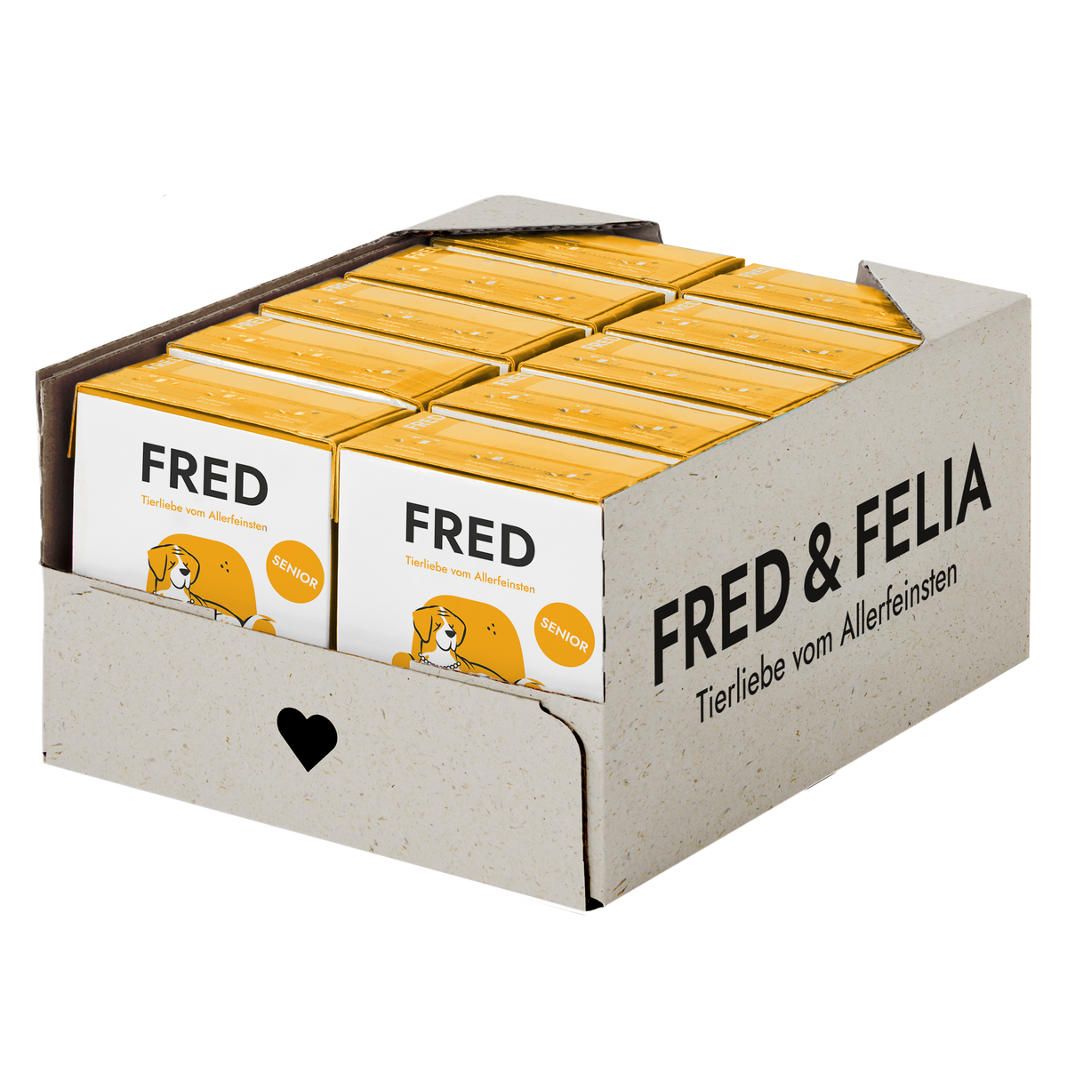 FRED SENIOR Huhn Nassfutter für Hunde, Karton mit 10 x 390 g Tetra Pak