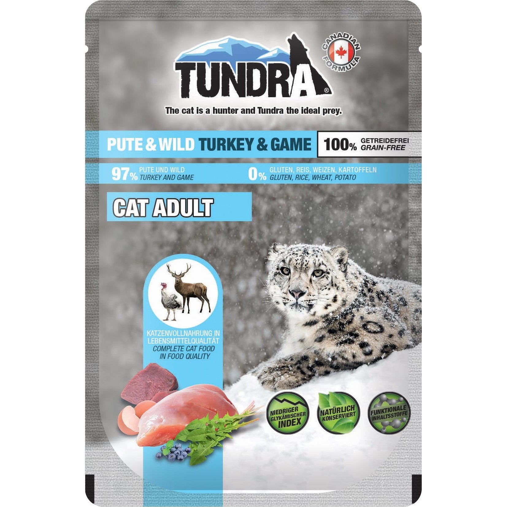 Artikel mit dem Namen Tundra Katze Pouch Pute & Wild im Shop von zoo.de , dem Onlineshop für nachhaltiges Hundefutter und Katzenfutter.