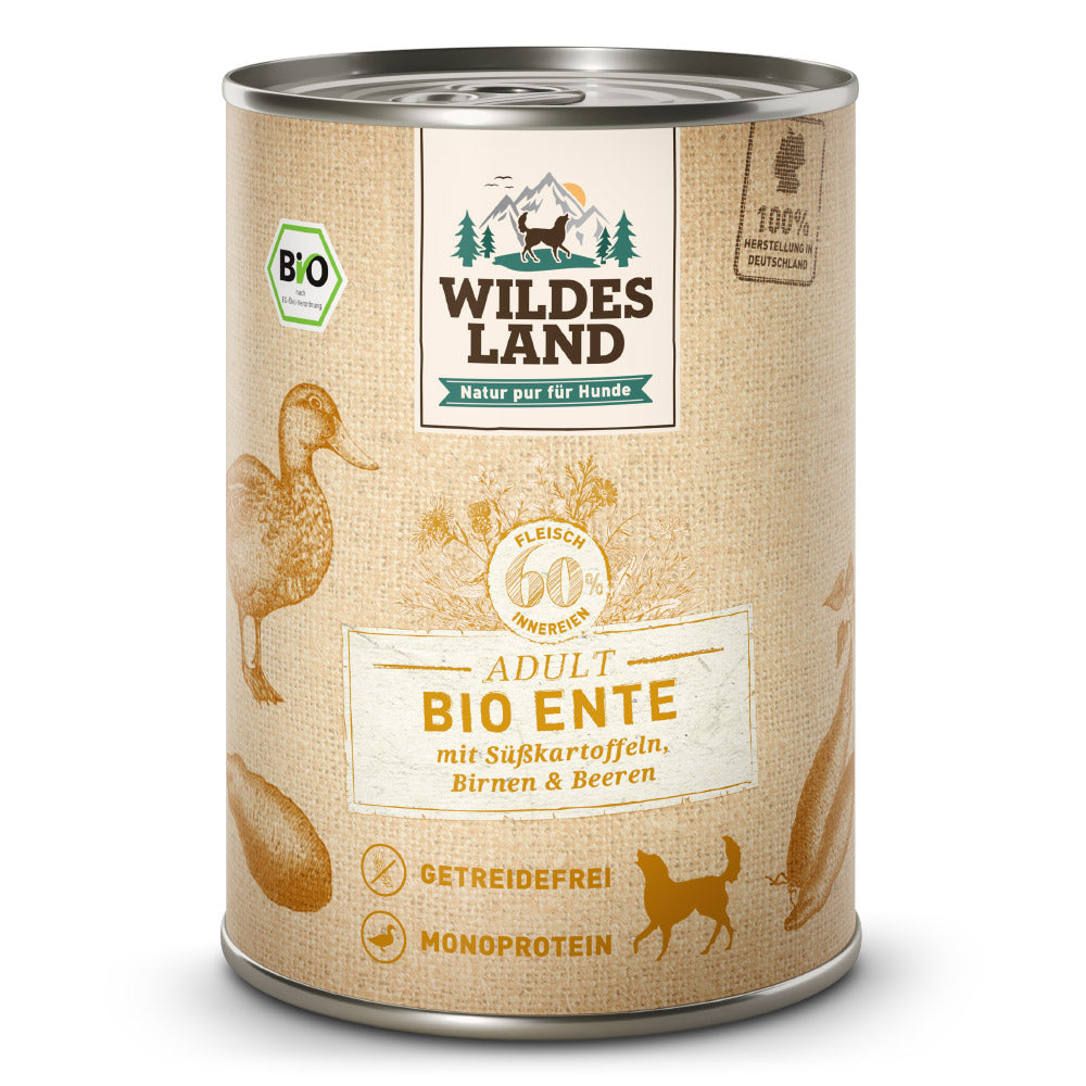 Wildes Land Hund Bio Ente mit Süßkartoffeln