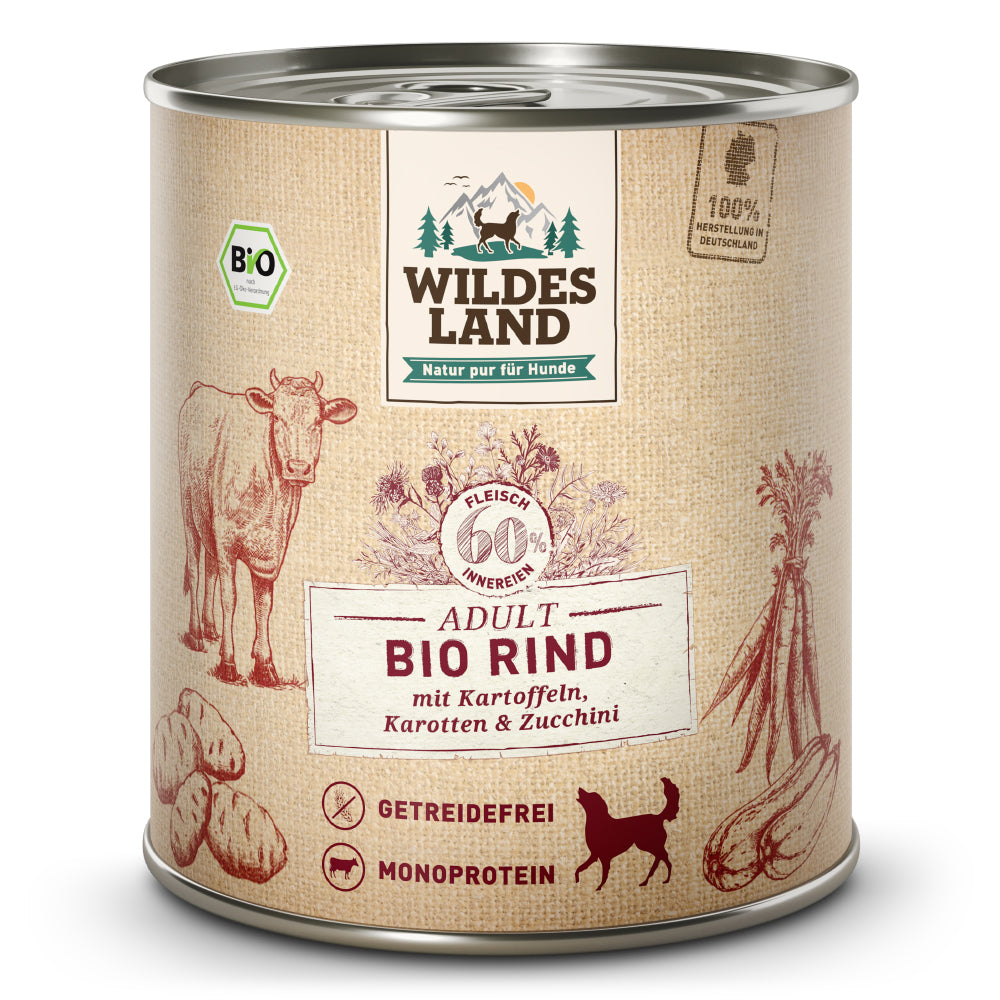 Wildes Land Hund Bio Rind mit Kartoffeln