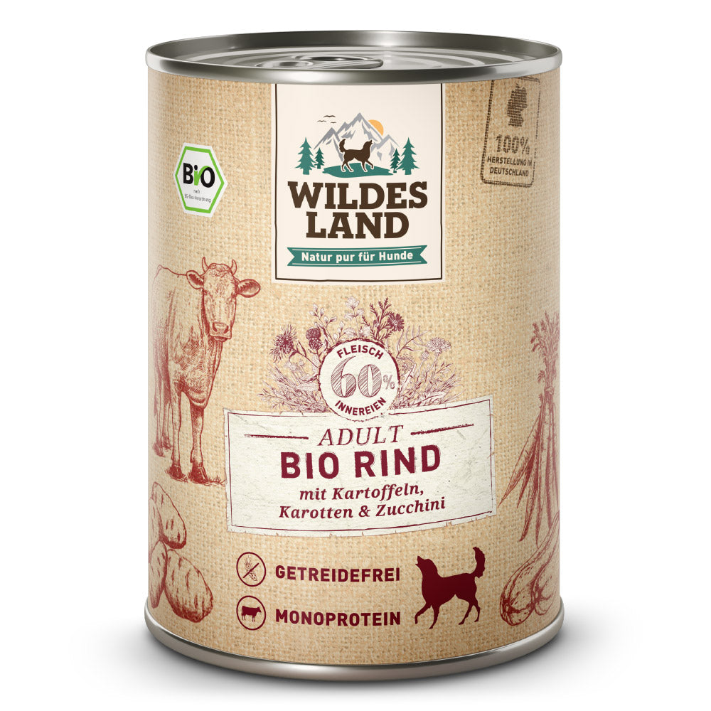 Wildes Land Hund Bio Rind mit Kartoffeln