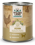 Wildes Land Hund Huhn mit Karotte, Zucchini, Wildkräutern und Distelöl