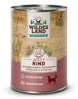 Wildes Land Hund Rind mit Süßkartoffel, Heidelbeeren, Wildkräutern und Distelöl