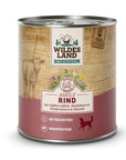 Wildes Land Hund Rind mit Süßkartoffel, Heidelbeeren, Wildkräutern und Distelöl