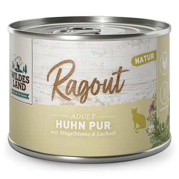 Wildes Land Katze Ragout Huhn Pur mit Ringelblume & Lachsöl, Nassfutter
