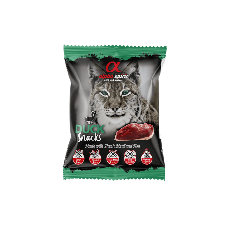 alpha spirit Cat Snacks Bag gewürfelt Ente