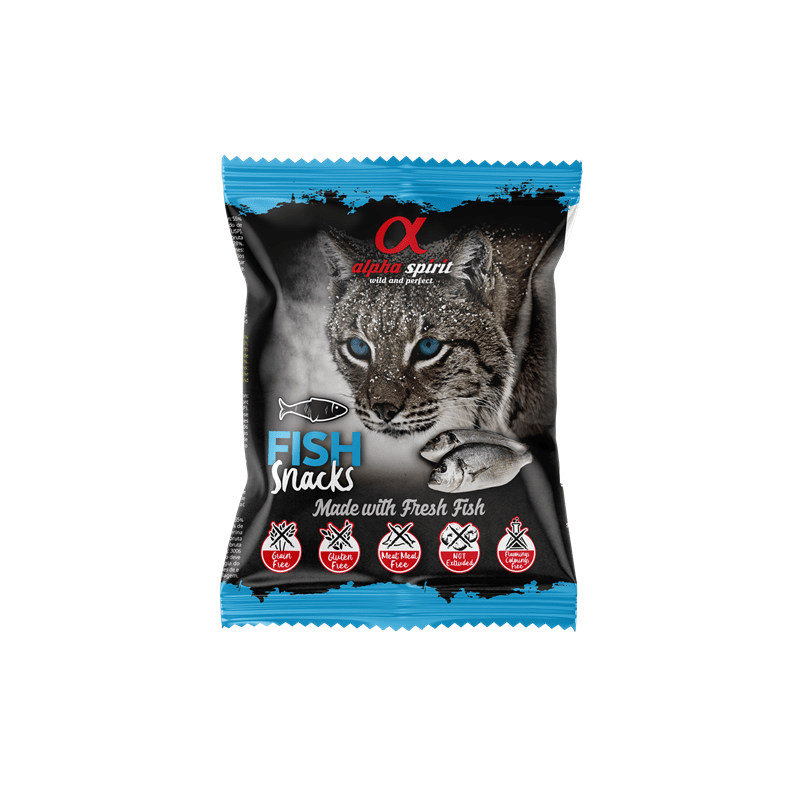 alpha spirit Cat Snacks Bag gewürfelt Fisch